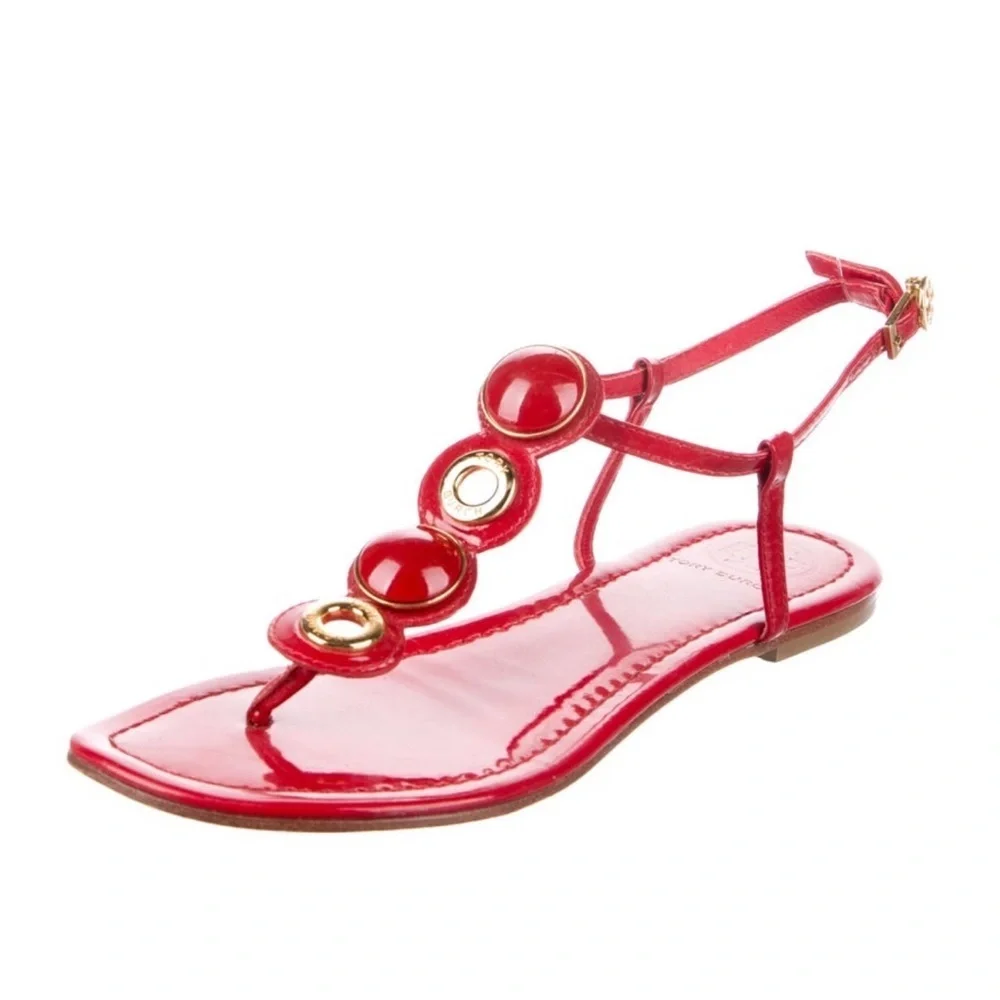 Tory Burch Red Strappy Sandals - Picture 2 of 5